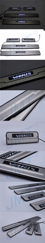 Накладки на пороги стальные с LED подсветкой JMT Toyota Yaris 2011-2019