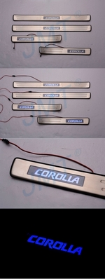 Накладки на пороги стальные с LED подсветкой JMT Toyota Corolla 2000-2006