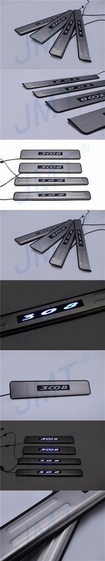 Накладки на пороги стальные с LED подсветкой JMT Peugeot 3008 2008-2016