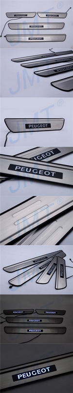 Накладки на пороги стальные с LED подсветкой JMT Peugeot 207 2006-2012
