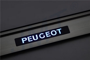 Накладки на пороги стальные с LED подсветкой JMT Peugeot 207 2006-2012 ― Auto-Clover