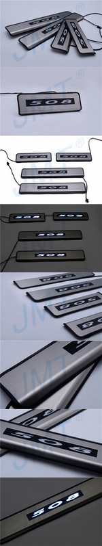 Накладки на пороги стальные с LED подсветкой JMT Peugeot 508 2011-2019