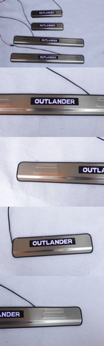 Накладки на пороги стальные с LED подсветкой JMT Mitsubishi Outlander III 2013-2019