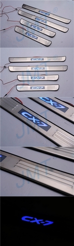 Накладки на пороги стальные с LED подсветкой JMT Mazda CX-7 2006-2012