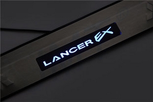 Накладки на пороги стальные с LED подсветкой JMT Mitsubishi Lancer X 2007-2017 ― Auto-Clover
