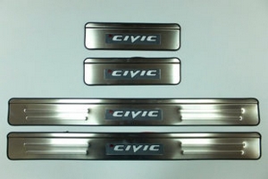Накладки на пороги стальные с LED подсветкой JMT Honda Civic VIII 2006-2011 ― Auto-Clover
