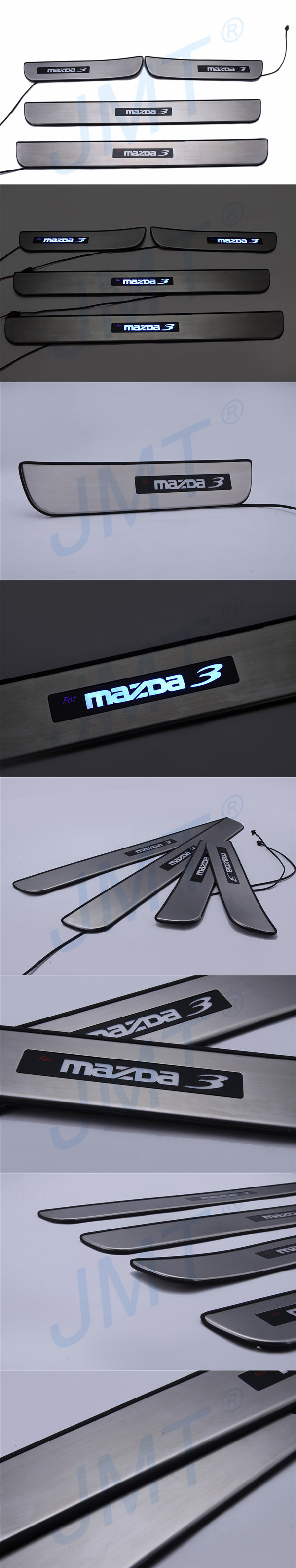 Накладки на пороги стальные с LED подсветкой JMT Mazda 3 I 2003-2008 no.10739
