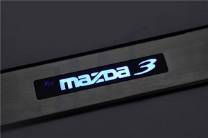 Накладки на пороги стальные с LED подсветкой JMT Mazda 3 I 2003-2008 ― Auto-Clover