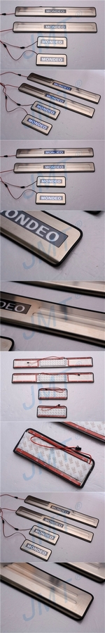 Накладки на пороги стальные с LED подсветкой JMT Ford Mondeo V 2015-2019