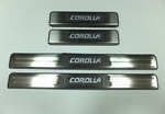 Накладки на пороги стальные с LED подсветкой JMT Toyota Corolla 2013-2019