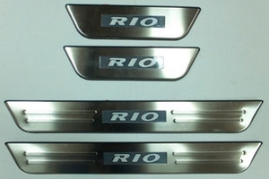 Накладки на пороги стальные с LED подсветкой JMT KIA Rio 2011-2017 ― Auto-Clover