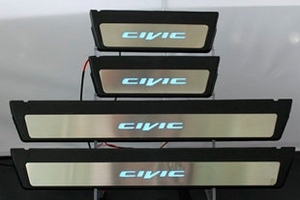 Накладки на пороги стальные с LED подсветкой OEM Style JMT Honda Civic IX 2012-2019 ― Auto-Clover