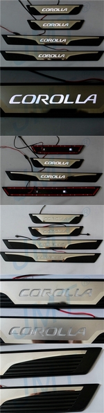 Накладки на пороги стальные с LED подсветкой OEM Style JMT Toyota Corolla 2013-2019