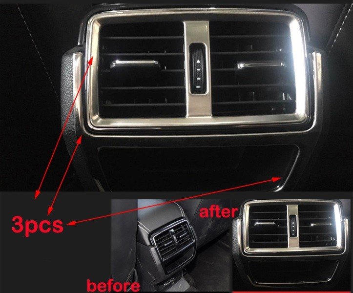 Накладки на воздуховоды заднего ряда стальные OEM-Tuning Skoda Kodiaq 2016-2019 no.5602