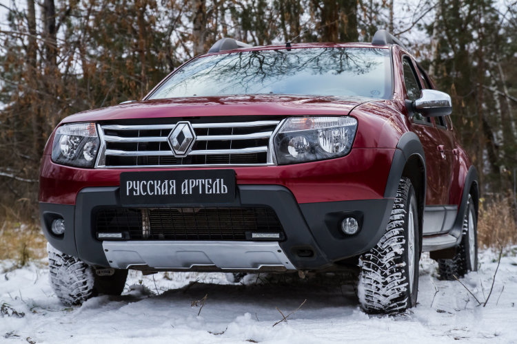 Обвес на передний бампер пластиковый (усиленный) Русская Артель Renault Duster 2011-2019 no.18459