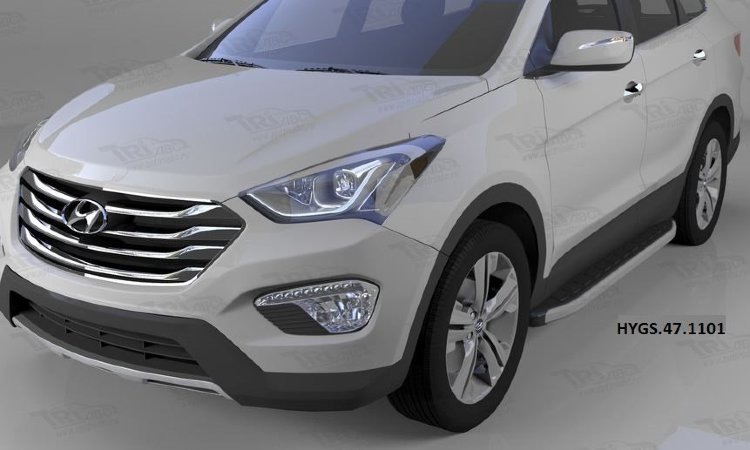 Пороги алюминиевые Alyans Can Otomotiv Hyundai Grand Santa Fe 2013-2019 no.12130