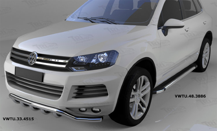 Пороги алюминиевые Brillant Black Can Otomotiv Volkswagen Touareg I 2002-2009 no.11286