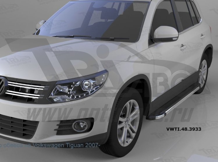 Пороги алюминиевые Brillant Black Can Otomotiv Volkswagen Tiguan I 2008-2016 no.11299