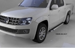Пороги алюминиевые Brillant Black Can Otomotiv Volkswagen Amarok 2010-2019