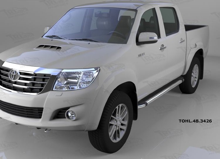 Пороги алюминиевые Brillant Black Can Otomotiv Toyota Hilux 2005-2015 no.11430