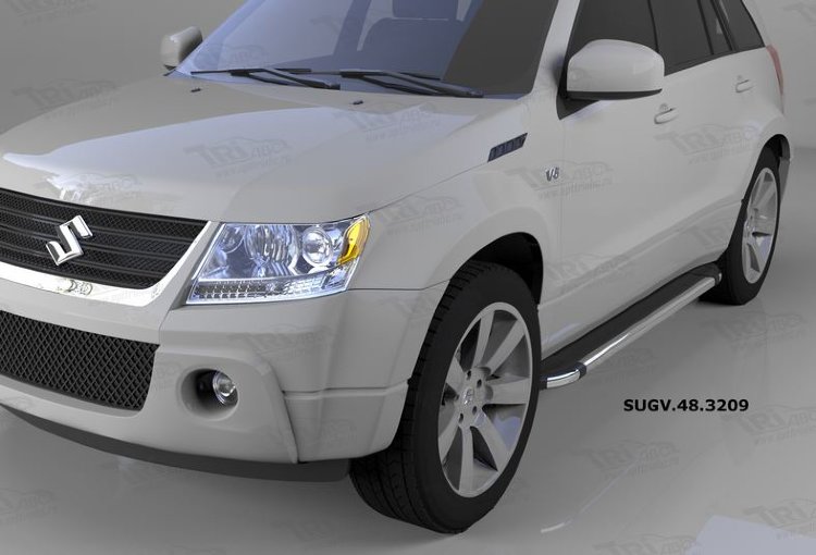 Пороги алюминиевые Brillant Black Can Otomotiv Suzuki Grand Vitara 2005-2014 no.11474