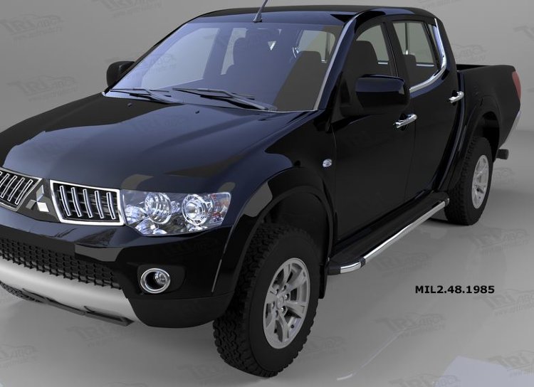 Пороги алюминиевые Brillant Black Can Otomotiv Mitsubishi L200 2005-2015 no.11535