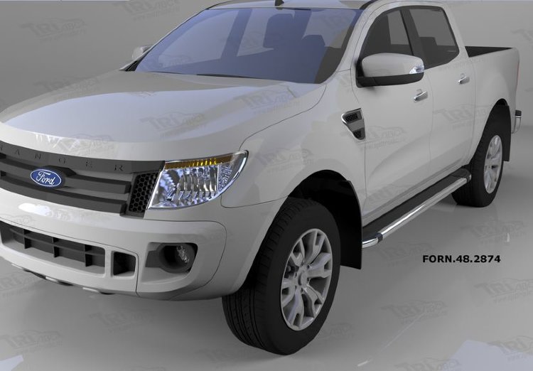 Пороги алюминиевые Brillant Black Can Otomotiv Ford Ranger III 2011-2019 no.11730