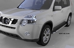 Пороги алюминиевые Brillant Black Can Otomotiv Nissan X-Trail 2007-2014