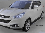 Пороги алюминиевые Brillant Black Can Otomotiv Hyundai Grand Santa Fe 2013-2019