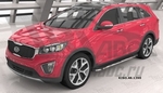 Пороги алюминиевые Brillant Black Can Otomotiv KIA Sorento Prime 2015-2019