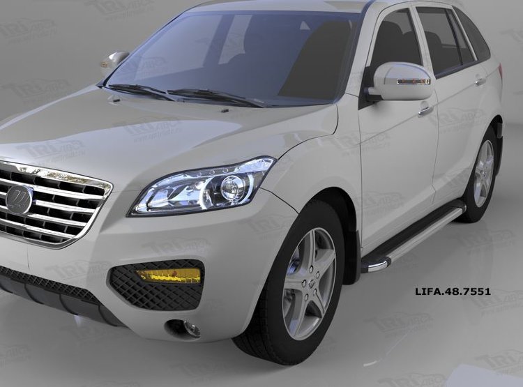 Пороги алюминиевые Brillant Black Can Otomotiv Lifan X60 2011-2019 no.8407