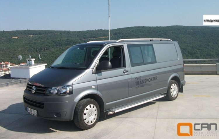 Пороги алюминиевые Brillant Silver Can Otomotiv (длинная база) Volkswagen Transporter T5 2003-2015 no.11309