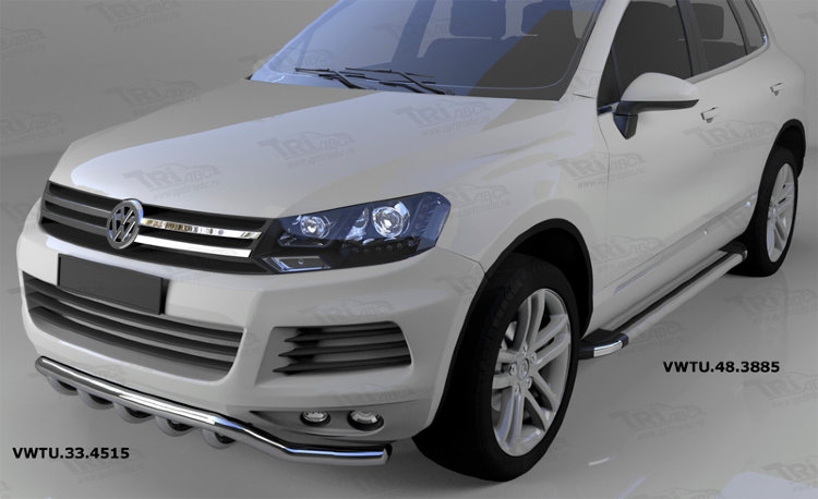 Пороги алюминиевые Brillant Silver Can Otomotiv Volkswagen Touareg I 2002-2009 no.11282
