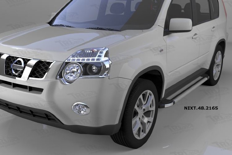 Пороги алюминиевые Brillant Silver Can Otomotiv Nissan X-Trail 2007-2014 no.11892