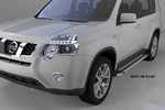Пороги алюминиевые Brillant Silver Can Otomotiv Nissan X-Trail 2007-2014