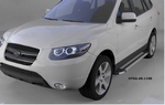 Пороги алюминиевые Brillant Silver Can Otomotiv Hyundai Santa Fe 2006-2009