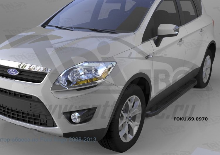 Пороги алюминиевые Corund Black Otomotiv Ford Kuga I 2008-2012 no.11761