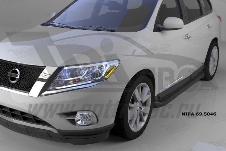 Пороги алюминиевые Corund Black Otomotiv Nissan Pathfinder 2014-2019 no.11980