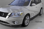 Пороги алюминиевые Corund Black Otomotiv Nissan Pathfinder 2014-2019