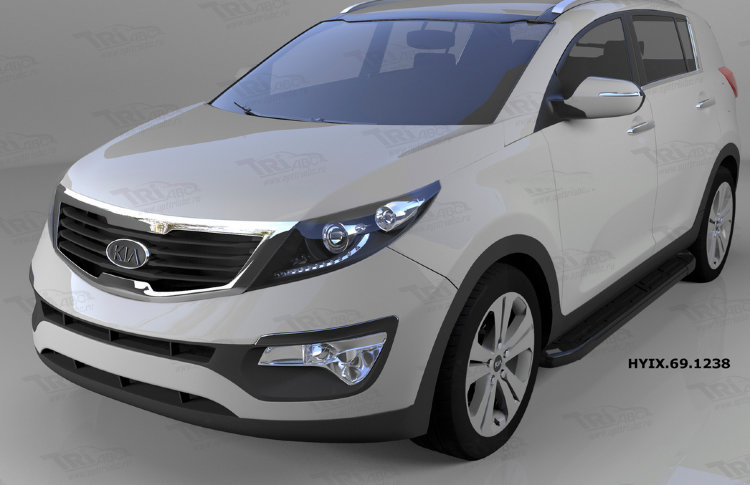 Пороги алюминиевые Corund Black Otomotiv Hyundai ix35 2009-2015 no.8328