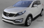 Пороги алюминиевые Corund Black Otomotiv Hyundai ix35 2009-2015