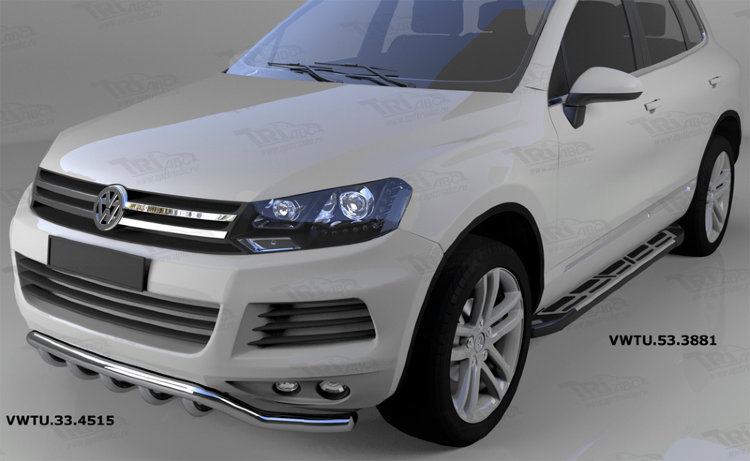 Пороги алюминиевые Corund Silver Can Otomotiv Volkswagen Touareg I 2002-2009 no.11290