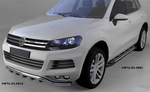 Пороги алюминиевые Corund Silver Can Otomotiv Volkswagen Touareg I 2002-2009