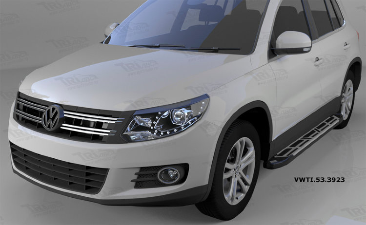 Пороги алюминиевые Corund Silver Can Otomotiv Volkswagen Tiguan I 2008-2016 no.11296