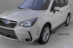 Пороги алюминиевые Corund Silver Can Otomotiv Subaru Forester 2013-2019