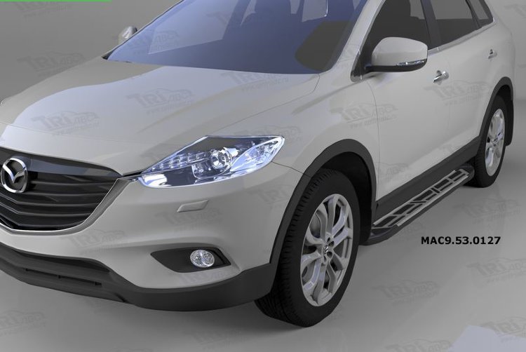 Пороги алюминиевые Corund Silver Can Otomotiv Mazda CX-9 2007-2016 no.11555