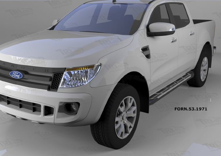 Пороги алюминиевые Corund Silver Can Otomotiv Ford Ranger III 2011-2019 no.11734