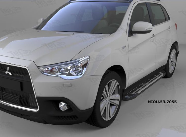 Пороги алюминиевые Corund Silver Can Otomotiv Mitsubishi ASX 2010-2019 no.11814