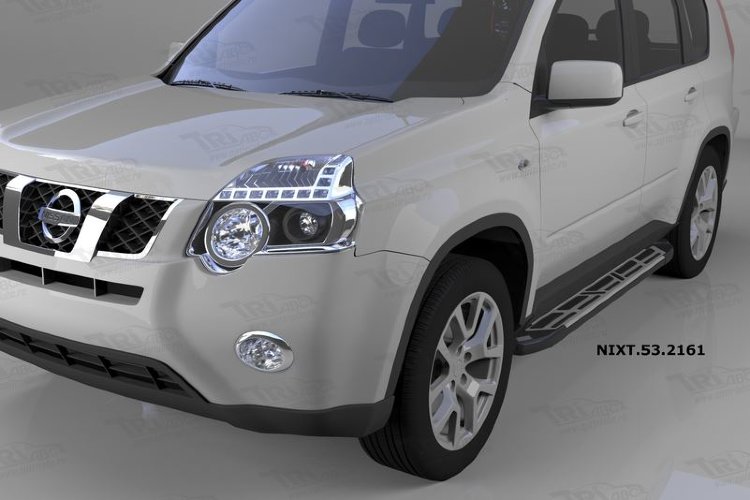 Пороги алюминиевые Corund Silver Can Otomotiv Nissan X-Trail 2007-2014 no.11897