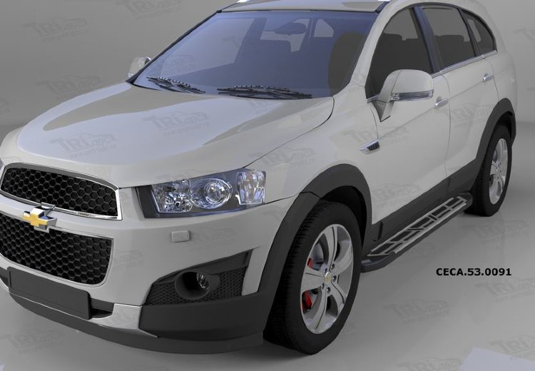 Пороги алюминиевые Corund Silver Can Otomotiv Chevrolet Captiva 2006-2019 no.12035